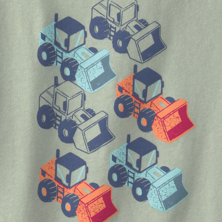 Camiseta para niño con estampado de vehículos de construcción