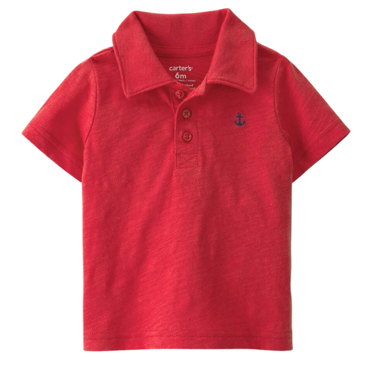 Set de 3 piezas con polo rojo y short para bebito