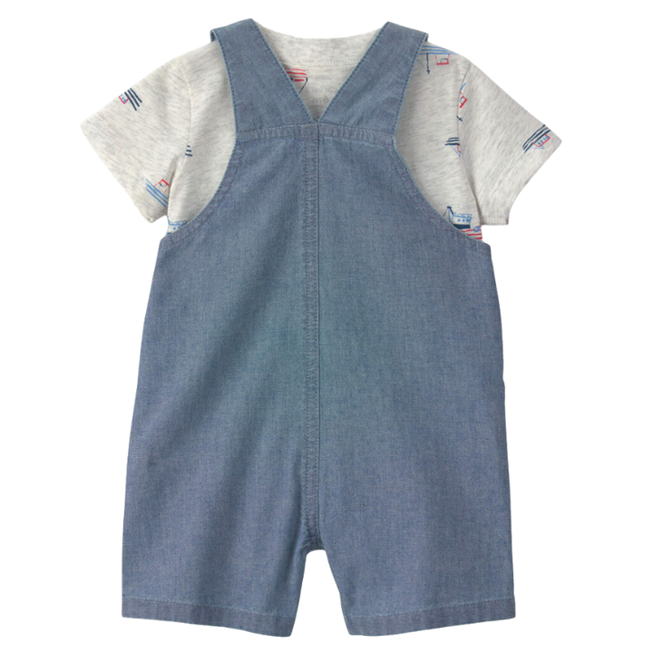 Conjunto de 2 piezas con overol de chambray para bebito