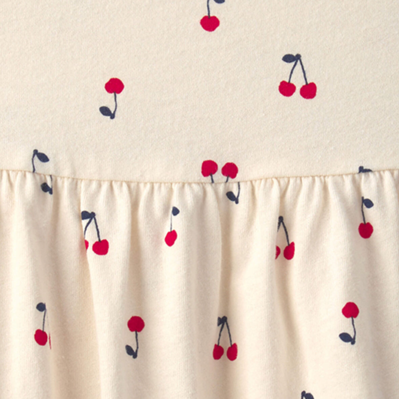 Vestido de cerezas con vuelos para bebita