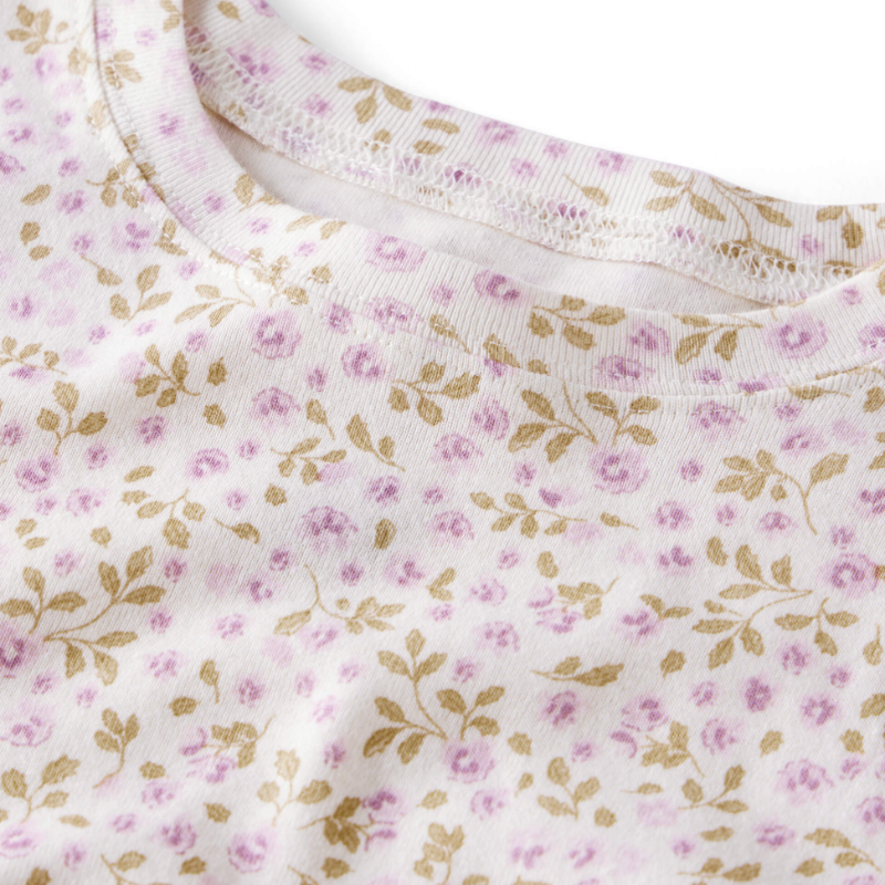 Pijama de 2 piezas de algodón orgánico con estampado floral para niña