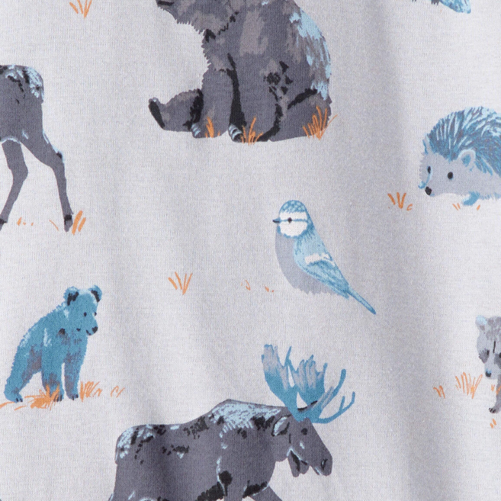 Pijama de 2 piezas de algodón orgánico con estampado de bosque para niño