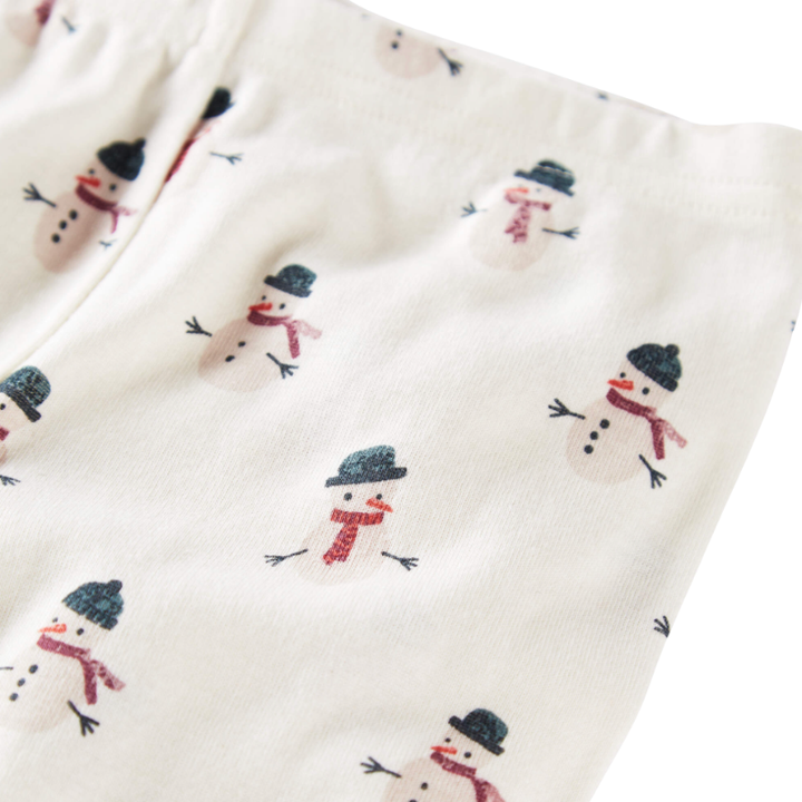 Pijama de 2 piezas de algodón orgánico con estampado de muñecos de nieve para niño o niña
