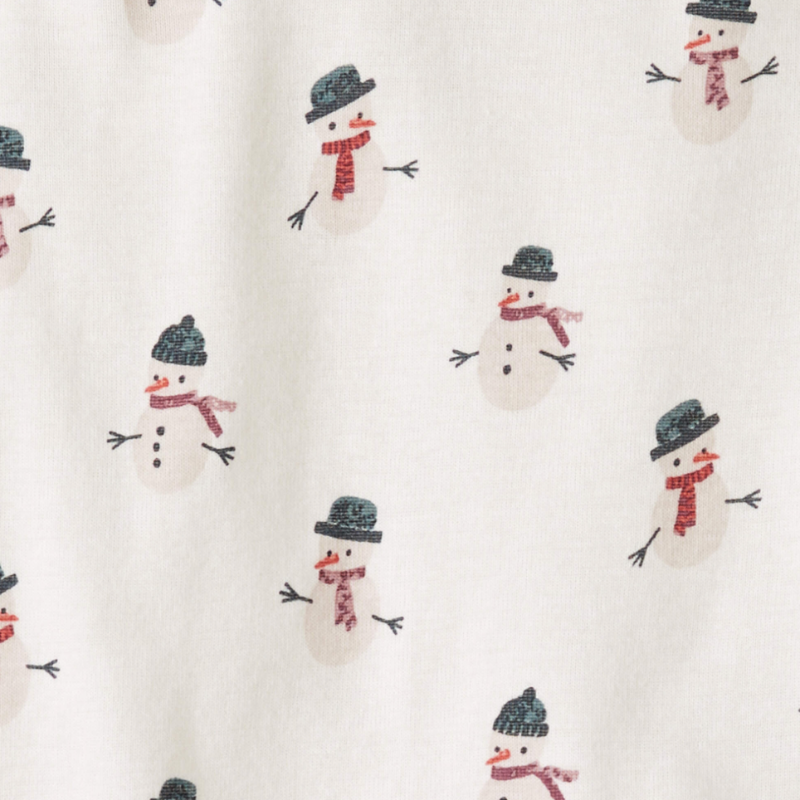 Pijama de 2 piezas de algodón orgánico con estampado de muñecos de nieve para niño o niña