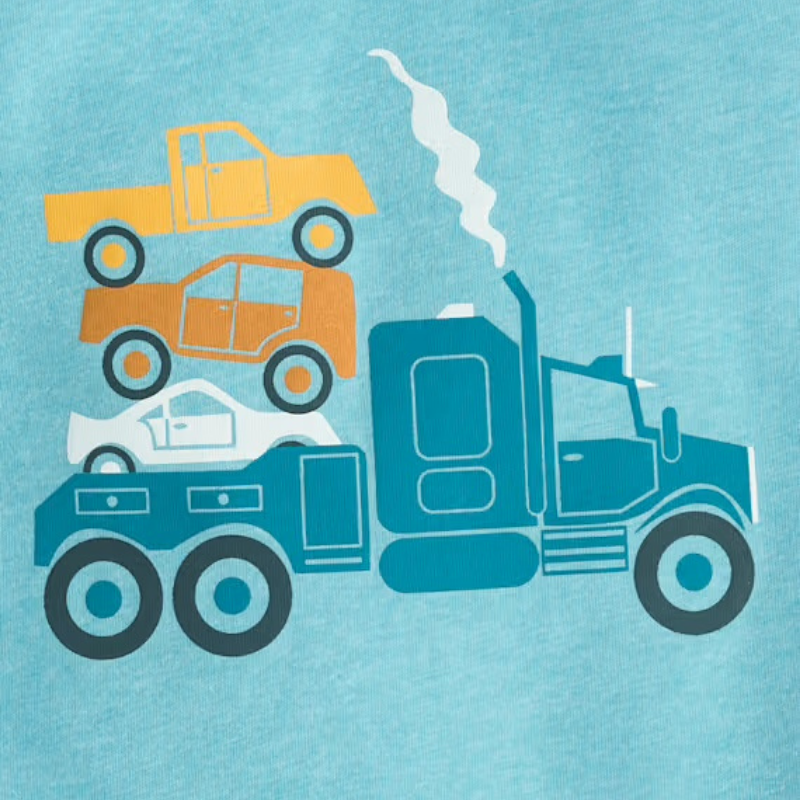 Camiseta celeste con camiones para niño