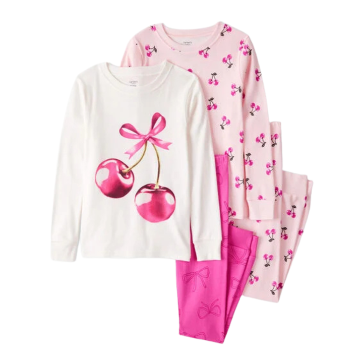 Pijama de 4 piezas con estampado cerezas