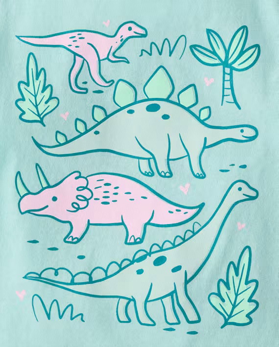 Blusa celeste con dinosaurios para niña