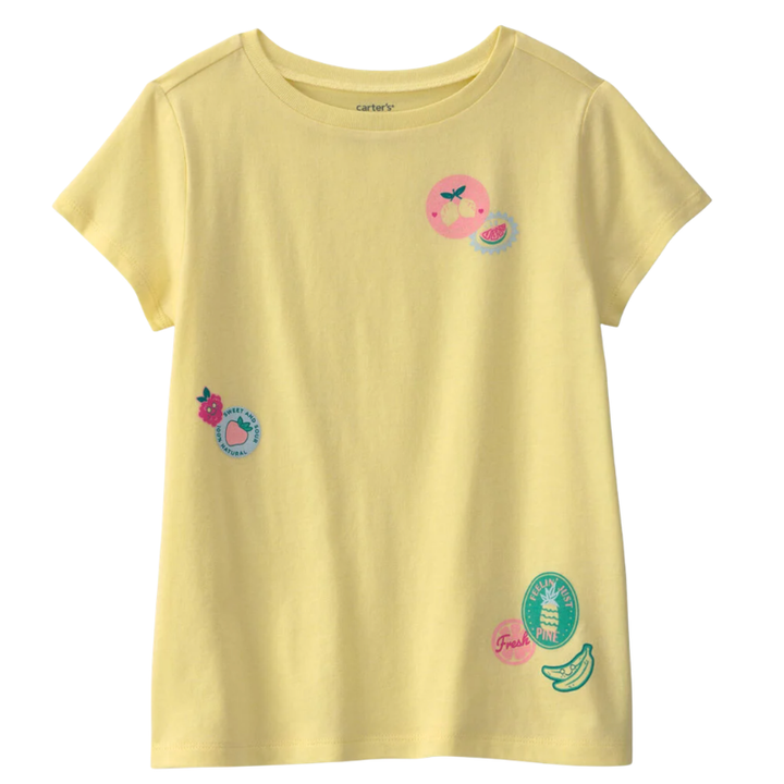 Blusa amarilla con estampado de frutas para niña 🍋🍉💛