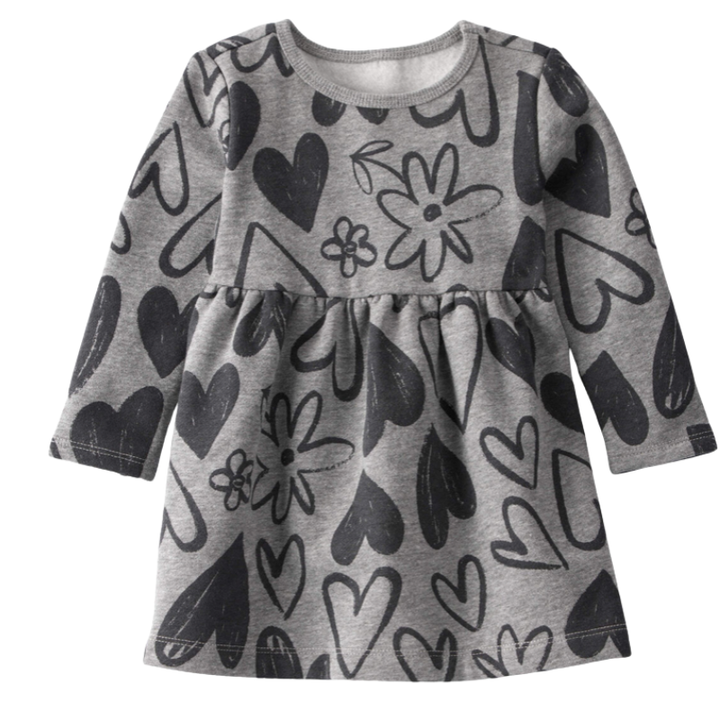 Vestido con forro de franela con diseño de corazones