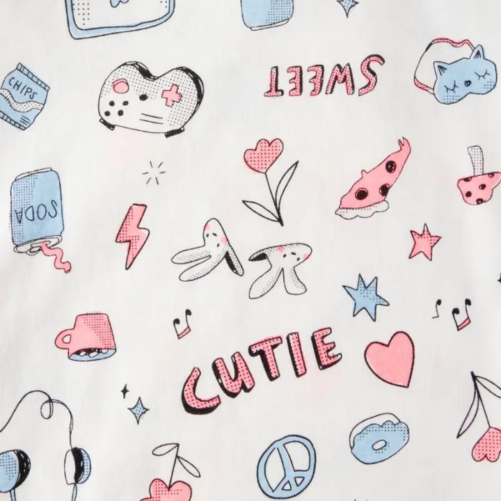 Pijama de 4 piezas de algodón para niña Sleepover Squad