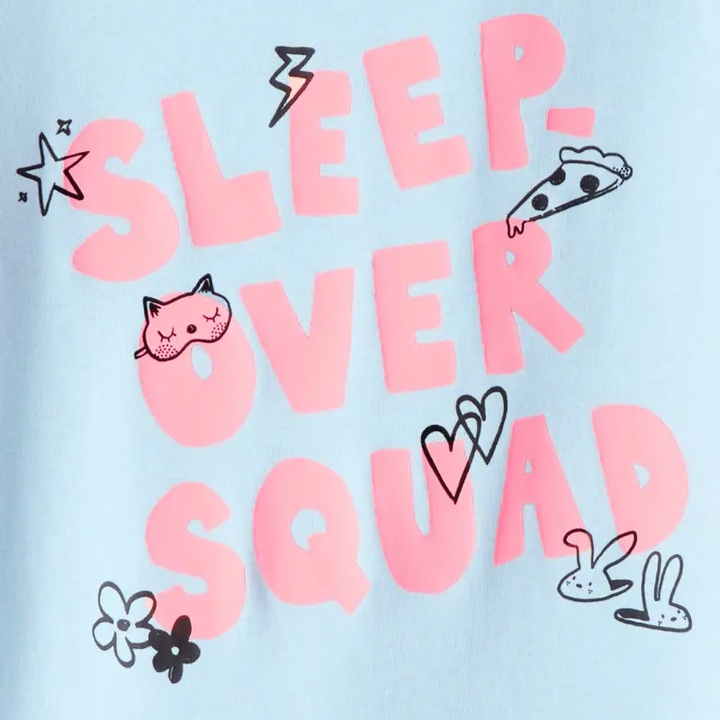 Pijama de 4 piezas de algodón para niña Sleepover Squad