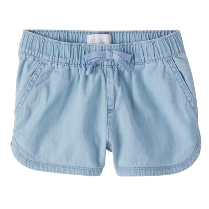 Short de chambray para niña con pretina elástica