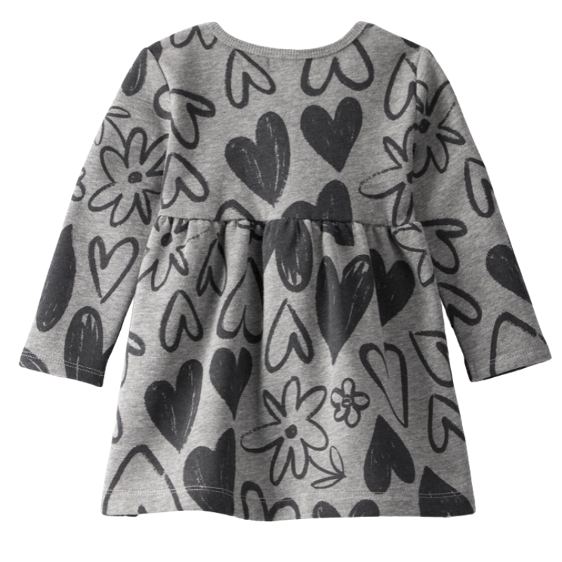 Vestido con forro de franela con diseño de corazones