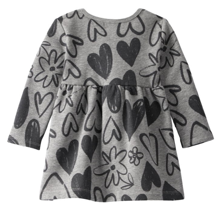 Vestido con forro de franela con diseño de corazones