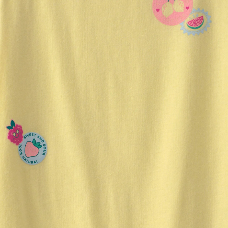 Blusa amarilla con estampado de frutas para niña 🍋🍉💛