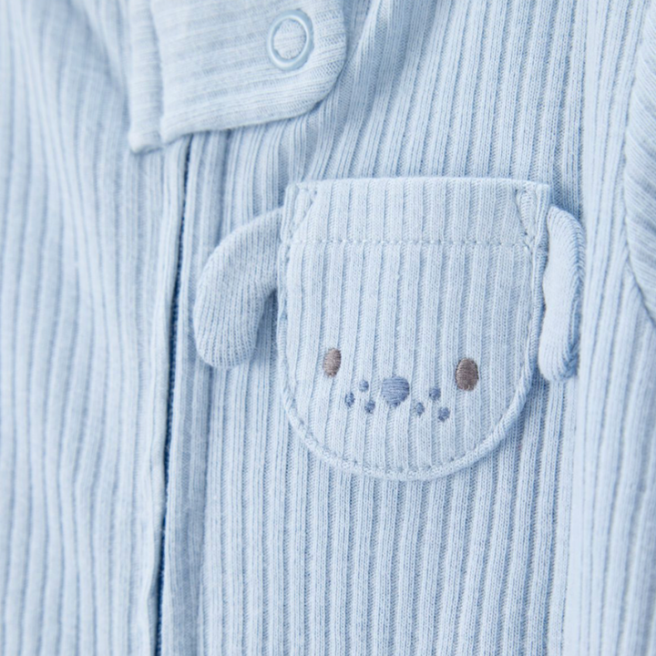 Pijama 1 pieza con cierre de doble vía y bolsillo de perrito para bebé