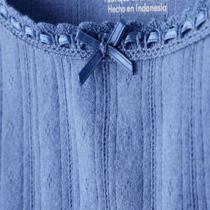 Blusa de manga larga con tejido pointelle para niña