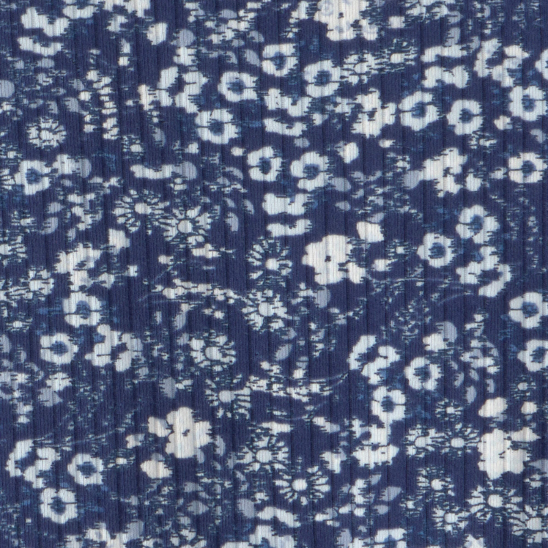Blusa floral acanalada de manga larga para niña
