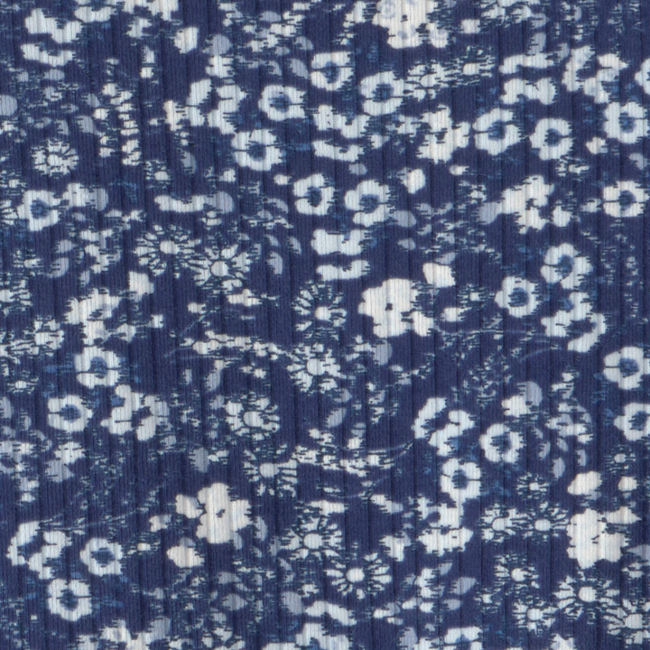 Blusa floral acanalada de manga larga para niña