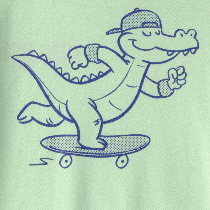 Camiseta verde estampada de cocodrilo para niño 🐊🛹💚