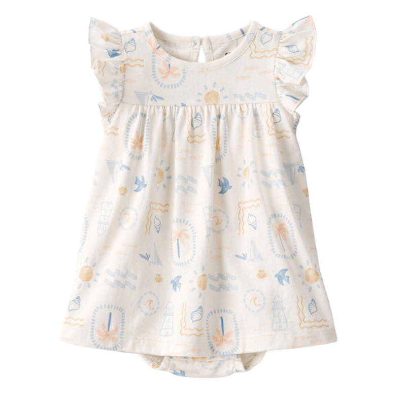 Conjunto vestido estampado con cárdigan