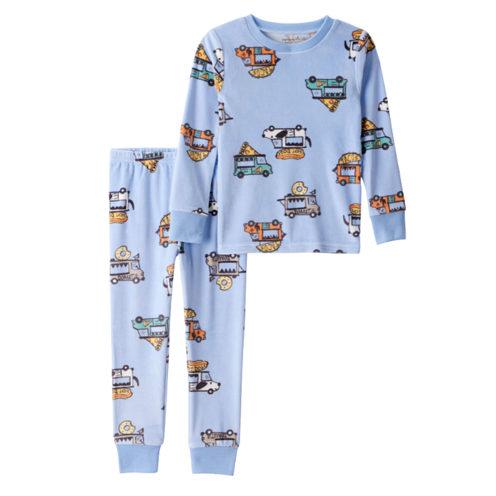 Pijama de 2 piezas franela suave detalle carritos
