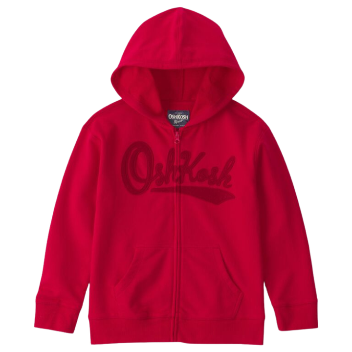 Abrigo rojo con gorro y cierre para niño