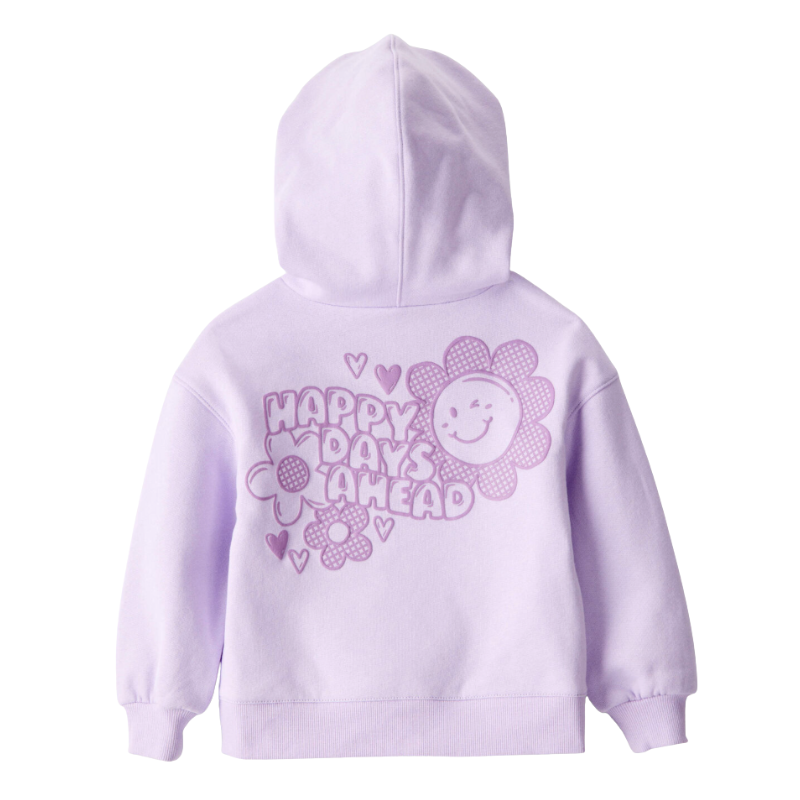 Conjunto de 2 piezas estilo buzo con gorro detalle happy days ahead