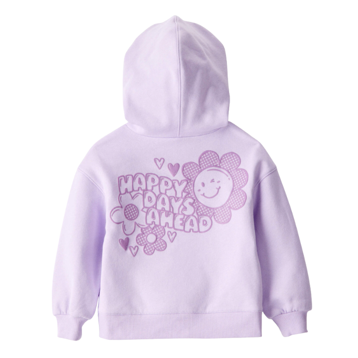 Conjunto de 2 piezas estilo buzo con gorro detalle happy days ahead