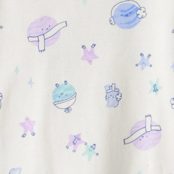 Set de 4 piezas de pijamas de algodón con estampado espacial para bebé