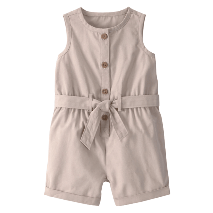 Enterizo de Bebita sin Mangas – Beige 🤎