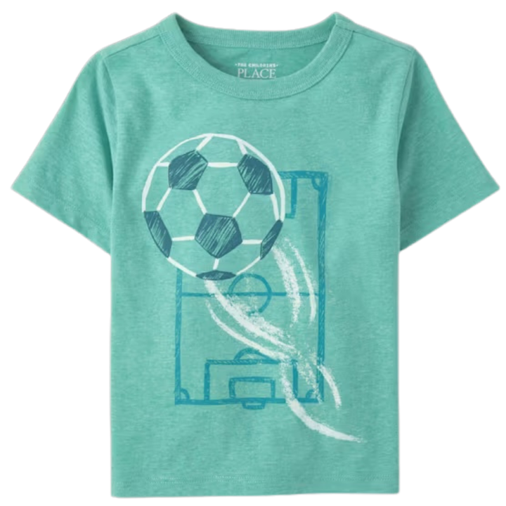 Camiseta verde con diseño de fútbol para niño