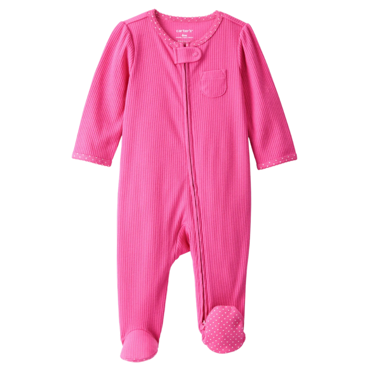 Pijama rosada con zipper de doble vía para bebé 🩷✨