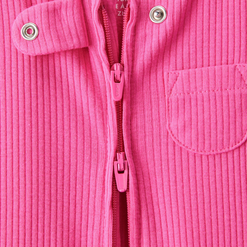 Pijama rosada con zipper de doble vía para bebé 🩷✨