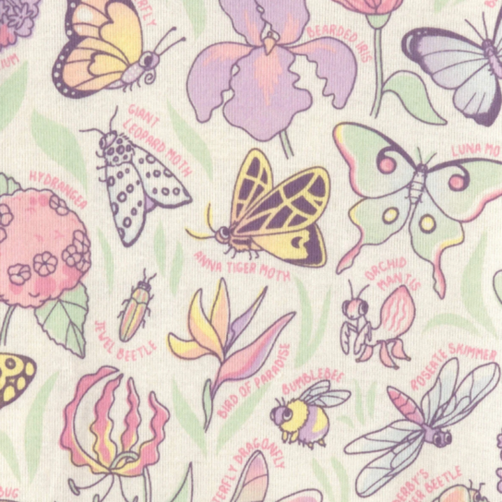 Pijama 2 piezas de mariposas y flores para niña