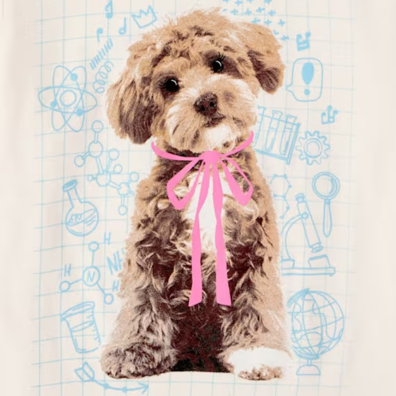 Camiseta con perrito y lazo para niña