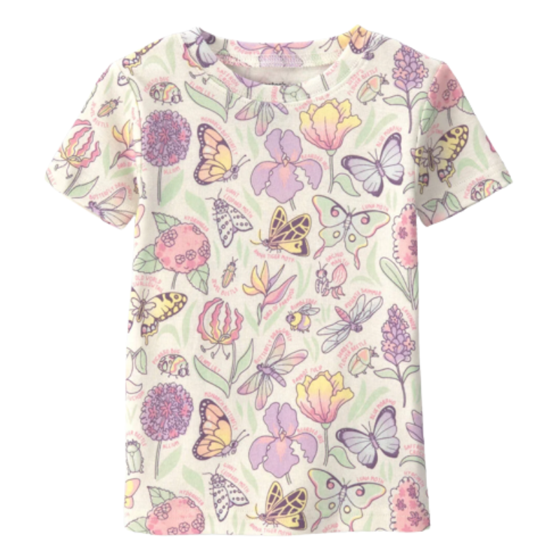Pijama 2 piezas de mariposas y flores para niña