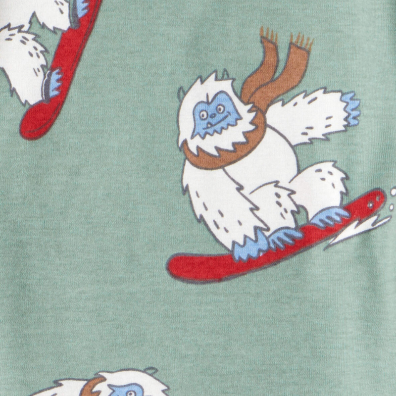 Pijama 4 piezas 100% algodón con estampado de Yeti para niño