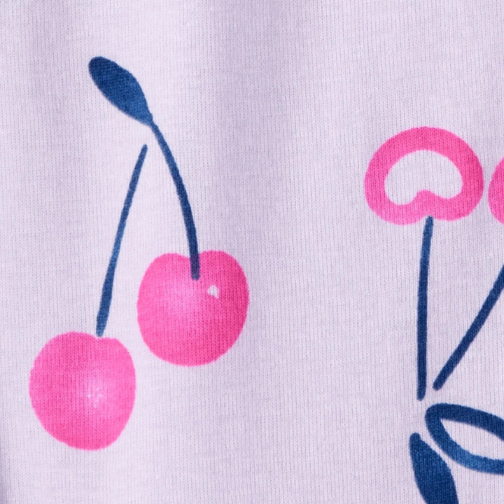 Pijama de 1 pieza con pie y cierre de cerezas para bebita