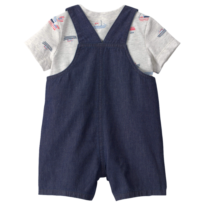 Conjunto de 2 piezas con overol corto y camiseta para bebito