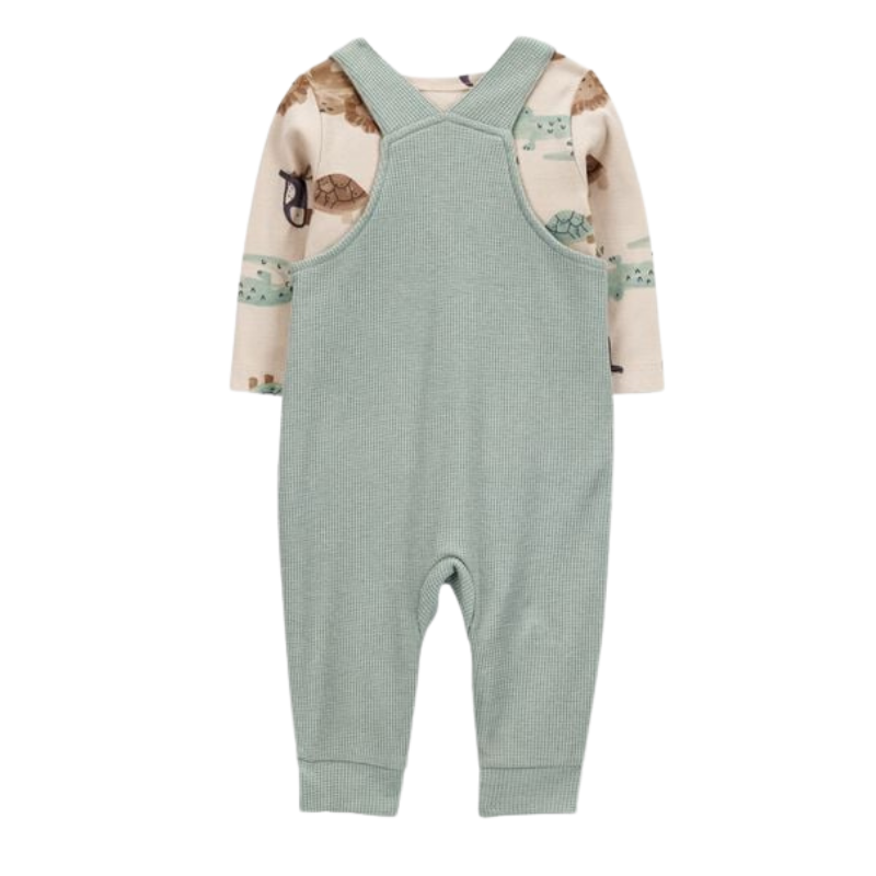 Conjunto 2 piezas, overol con camiseta manga larga detalle animalitos