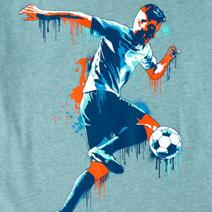 Camiseta verde grisáceo con diseño de fútbol para niño