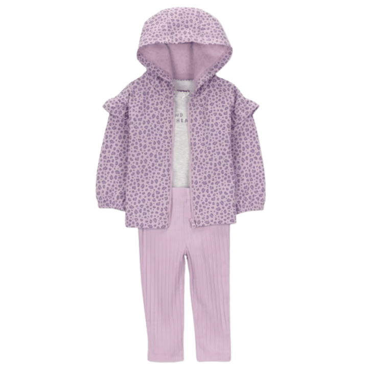 Conjunto de 3 piezas con jacket y animal print para bebita