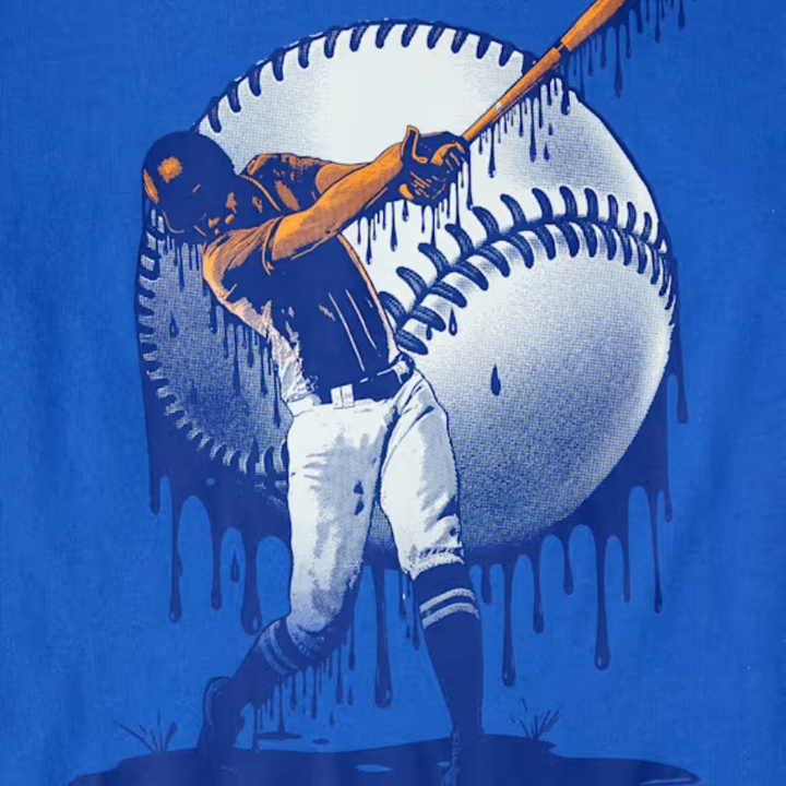Camiseta azul con diseño de béisbol para niño