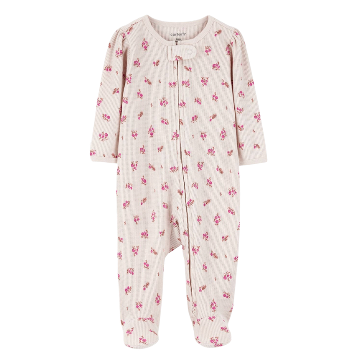 Pijama rosada con zipper de doble vía para bebé floral