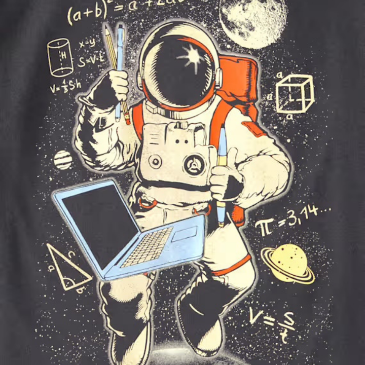 Camiseta verde grisáceo con diseño de astronauta para niño