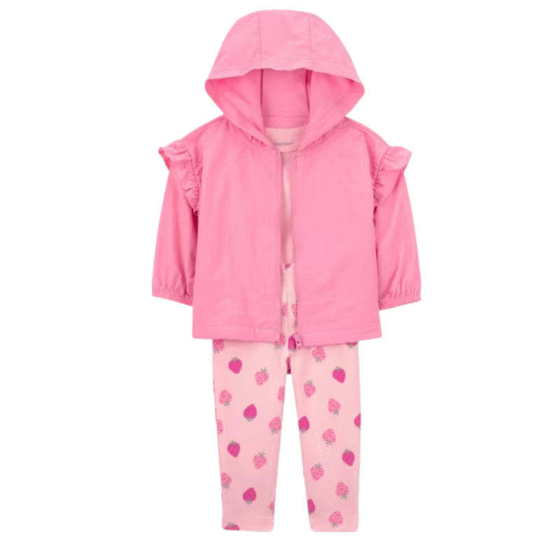 Conjunto de 3 piezas con jacket y fresitas para bebita