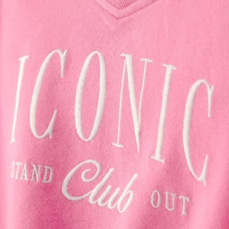 Sudadera corta afelpada con estampado para niña
