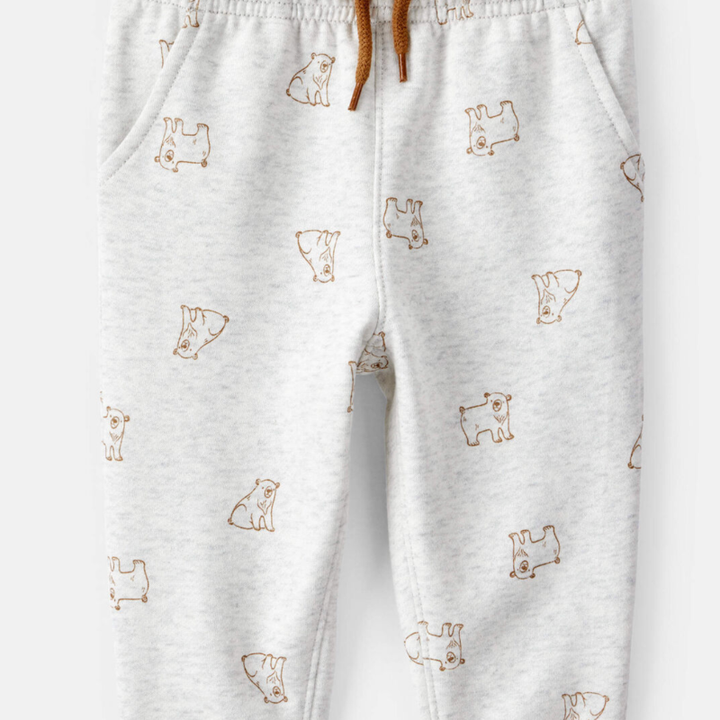 Conjunto 2 piezas hoodie con orejitas y pantalón estampado ositos