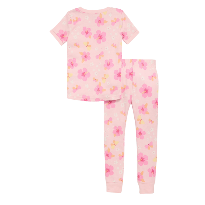 Pijama de 2 piezas estampada de flores para niña